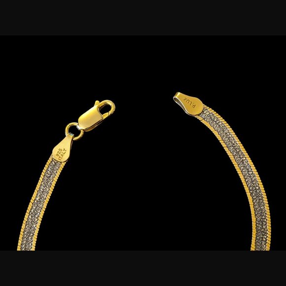 925 Sterling Silver Two Tone Reversible Plux Treaked Size 7.5" Bracelet - Picture 7 of 9